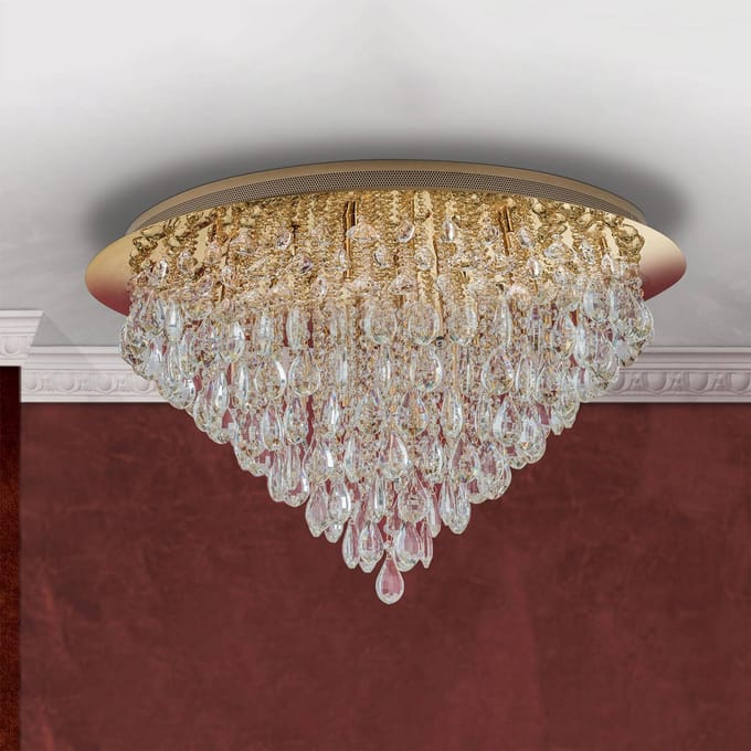 ORION Celeste plafondlamp met K9 kristallen, Ø75cm, goud
