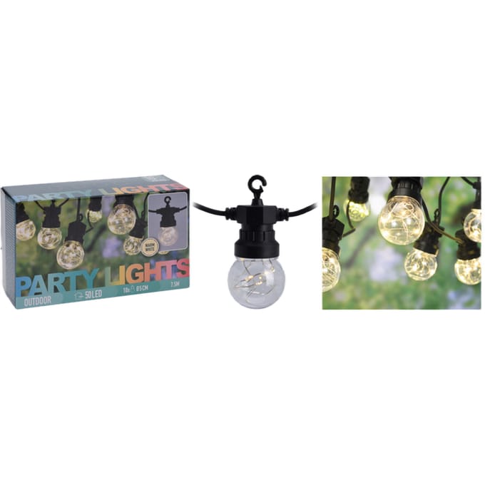 Lichtsnoer Binnen en Buiten Verlichting - Feestverlichting 50 led - Warm Wit - 7.5 meter lengte - 10 Lampjes