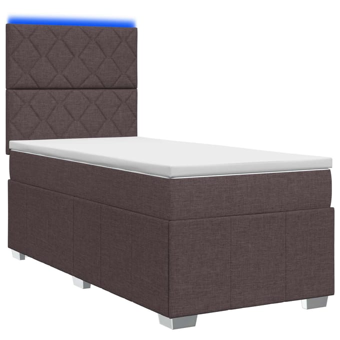 vidaXL - LED - Boxspringbed - met - Matras - Donkerbruin - 100 - x - 200 - cm - Stof