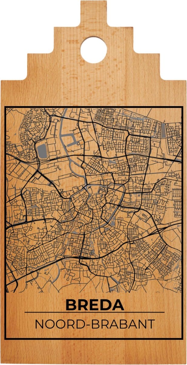 JM Woods - Borrelplank - Serveerplank - Hapjesplank - Kaasplank - Plattegrond - BREDA - Gepersonaliseerd - Cadeau tip!