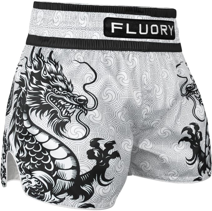 Fluory Two Dragon Muay Thai Short MTSF143 – Wit Zwart - M