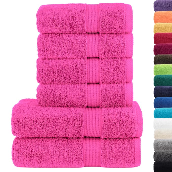 vidaXL - 6-delige - Handdoekenset - SOLUND - 600 - g/m² - roze