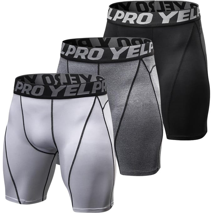 3-Pack heren compressieshorts actieve workoutondergoed Black&Grey&WhiteS