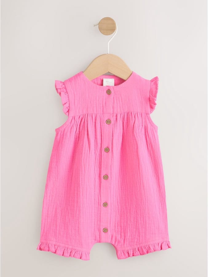 Next - Meisjes - Babyrompertje van mousseline met korte pijpen - Roze
