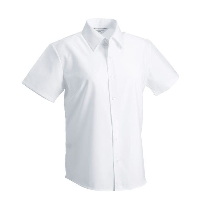 Russell Collection Dames/Dames Oxford Getailleerde Overhemd Met Korte Mouwen (Wit)
