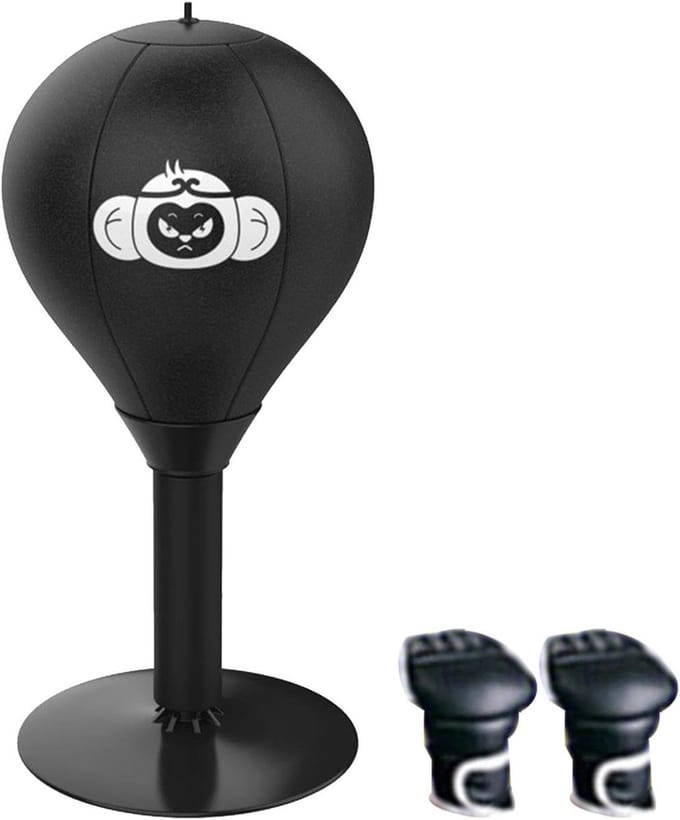 Desktop Bokszak - Tafelblad Boksbal - Stress Verlichten - Zuignap Bevestiging - 13B millimeter - Aap