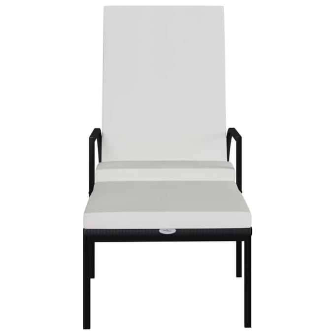 vidaXL - Ligbedden - 2 - st - met - voetensteun - polyetheen - rattan - zwart