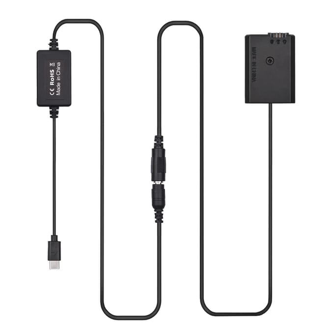 PD USB Type-C-kabel naar NP-FW50 Dummy-batterij DC-koppeling Vervanging voor Sony A7S2 A7S A7 II R RII zwart