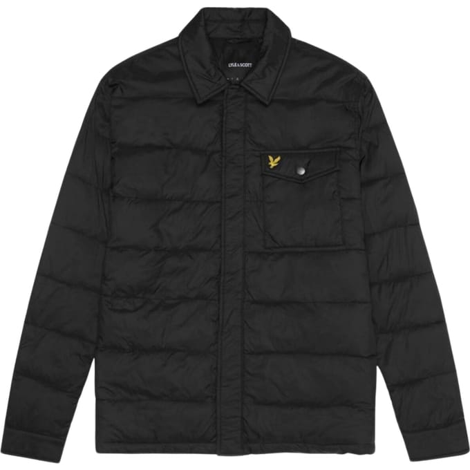 Jetzwart gewatteerd jack met kraag van Lyle & Scott