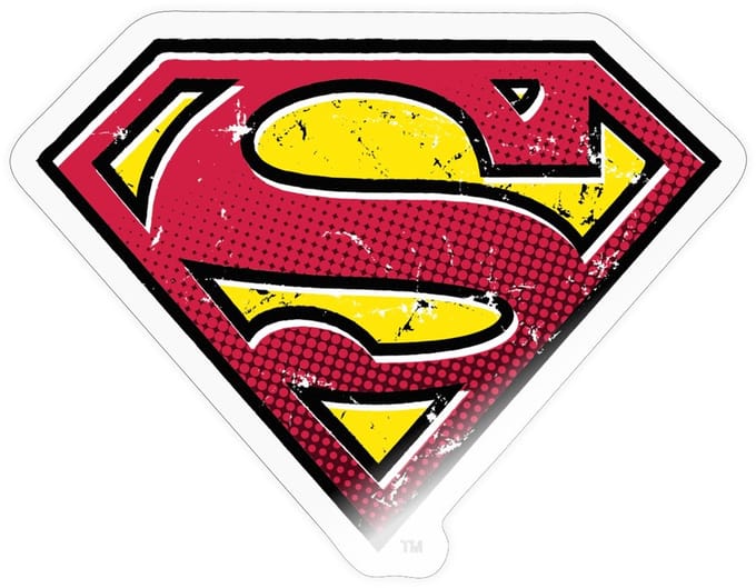 Superman S Schild Used Look Sticker maat S (10 x 10 cm)
