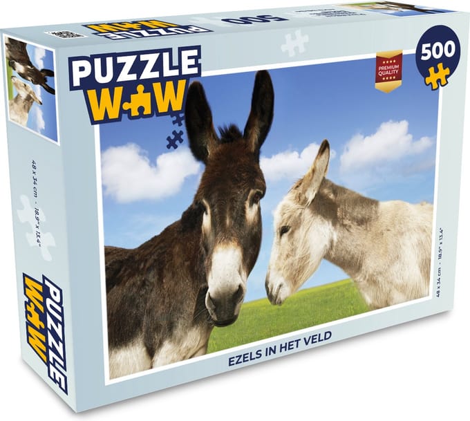 Puzzel Ezels in het veld - Legpuzzel - Puzzel 500 stukjes