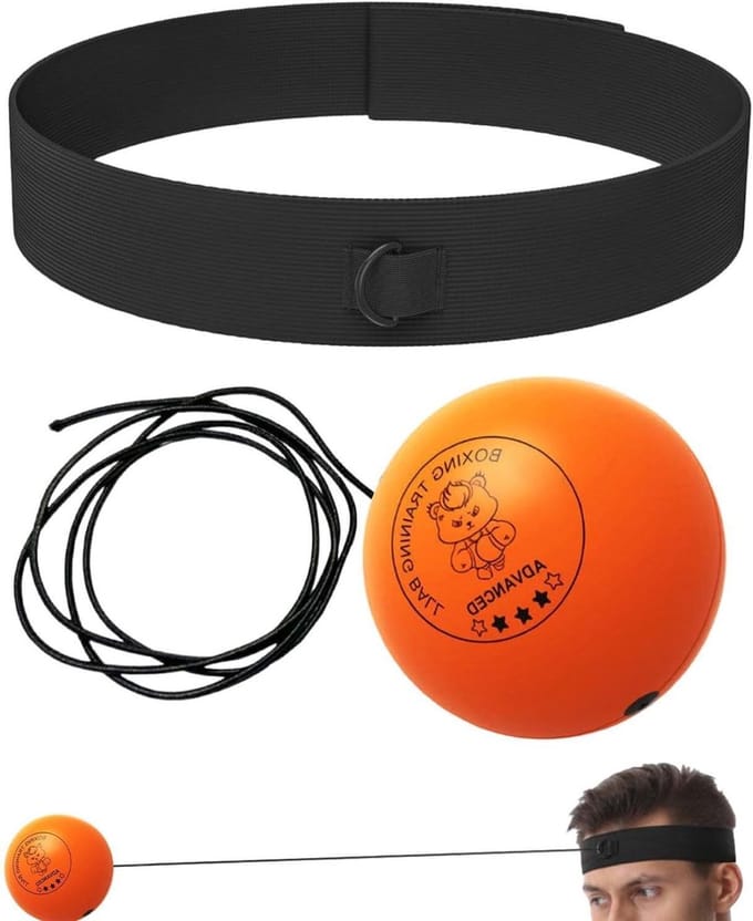 Boksbal Trainingsbal - Reactiebal - Verbeteren Conditie - Verstelbare Hoofdband - 85 g - Oranje