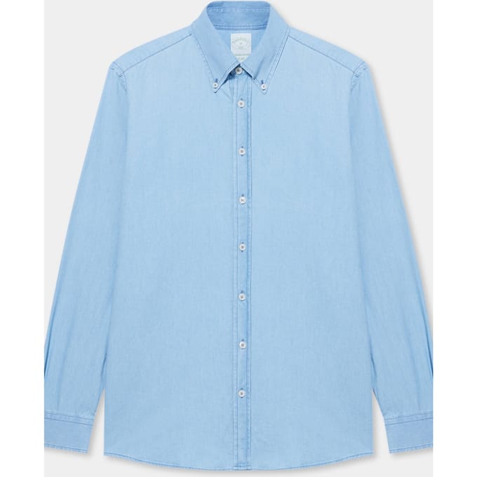 Brooks Brothers Button Denim Shirt Light Blue Maat: M | Casual Overhemden Outlet | Heren | Blauw