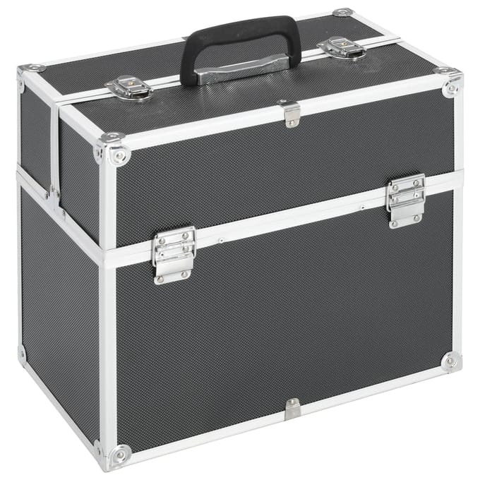 vidaXL - Make-up - koffer - 38x23x34 - cm - aluminium - zwart