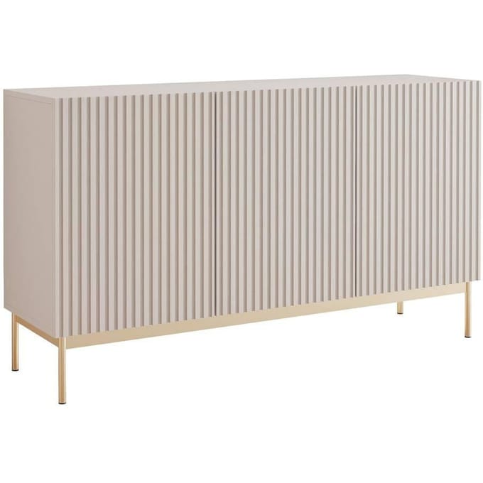 Selsey Linearis - Dressoir met 3 deuren en LED, kasjmiergrijs 138 cm