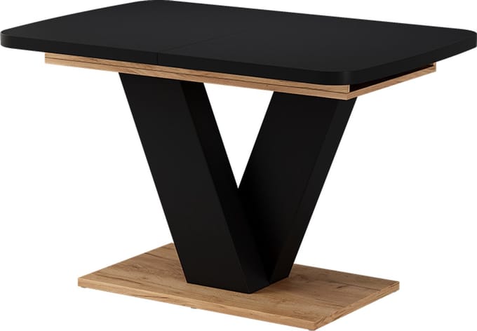 Vicco Eettafel Fenaro, Zwart/Goudkleurig Eiken, 120-160 x 80 cm uitschuifbaar