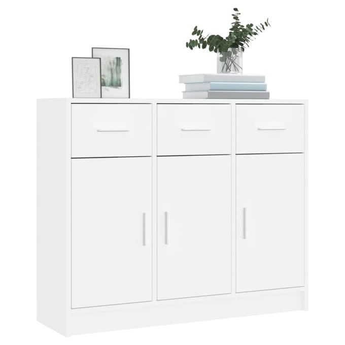 vidaXL - Dressoir - Wit - 91x28x75 - cm - Bewerkt - Hout