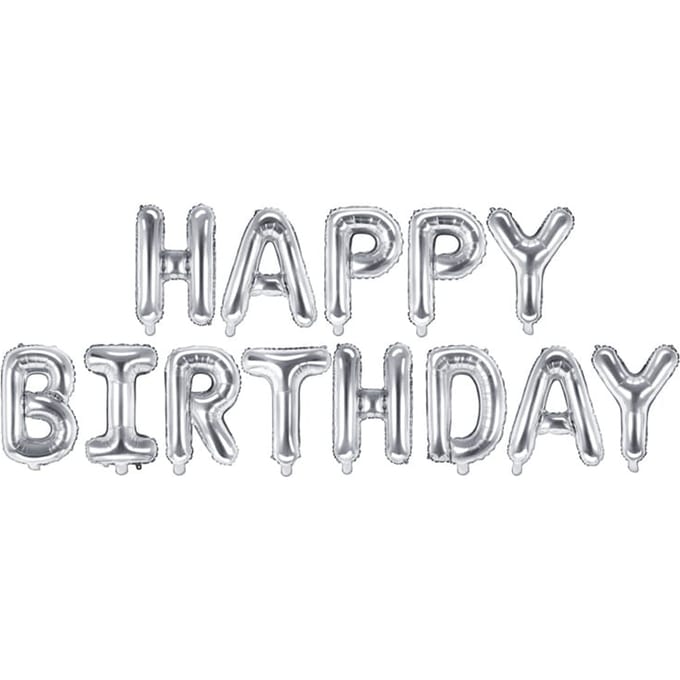 Partydeco - Folie Happy Birthday Zilver