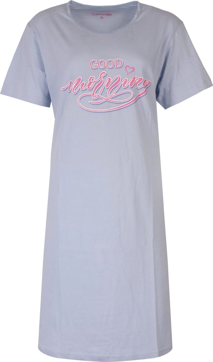 Temptation Dames Nachthemd - Big Shirt - Licht Blauw - Maat L