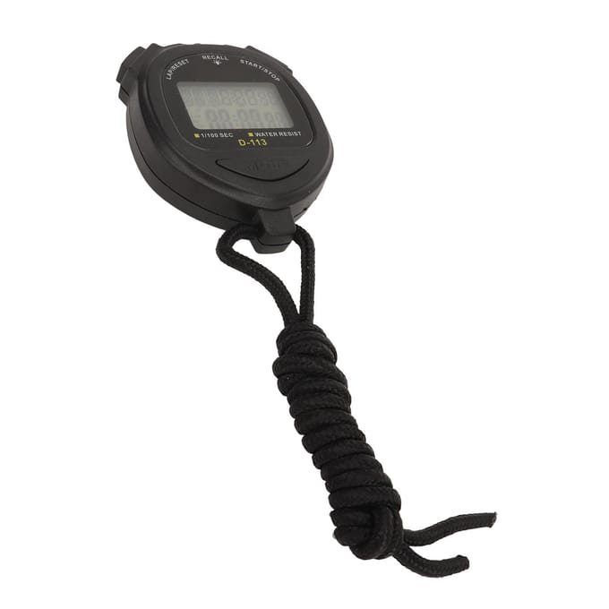 Digitale Stopwatch 60 Rondes Geheugen Split Sport Timer Waterdicht met Lanyard Datum Tijd Alarm voor black