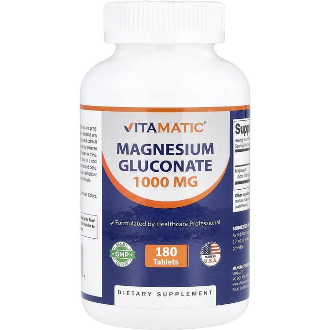 Vitamatic, Magnesiumgluconaat, 1.000 mg, 180 Tabletten