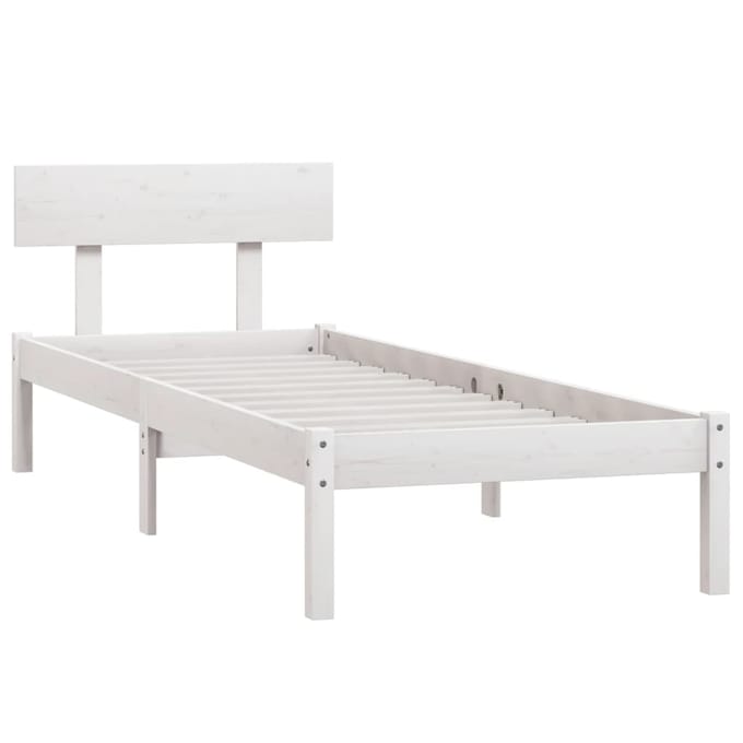 vidaXL - Bedframe - massief - grenenhout - wit - 90x190 - cm