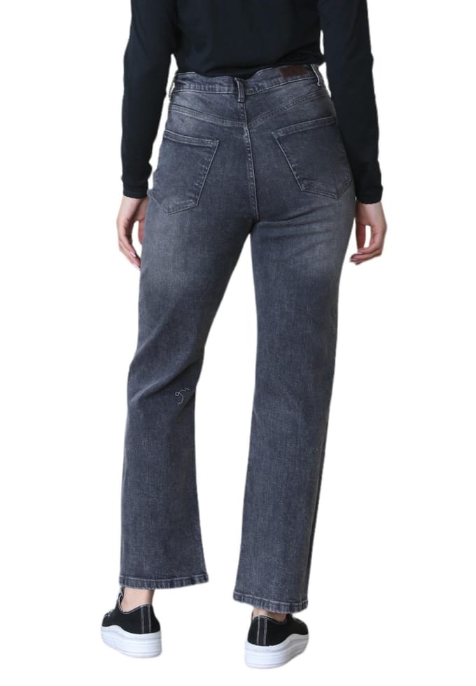 MYT Dames Wide Leg High Waisted Jeans in Zwart