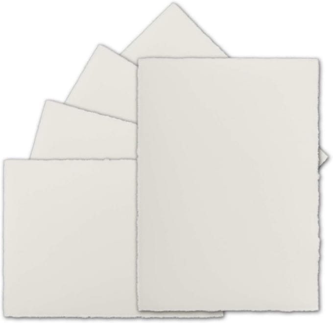 75x Vintage DIN A5 Kaarten 250 g/m² Handgeschept Papier Natuurwit