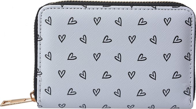 Juleeze Portemonnee 10x15 cm Wit Zwart Polyester Hartjes