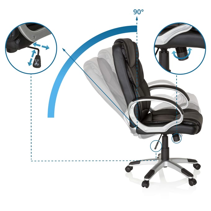 RELAX BY155 - Thuiskantoor bureaustoel Zwart HJH OFFICE