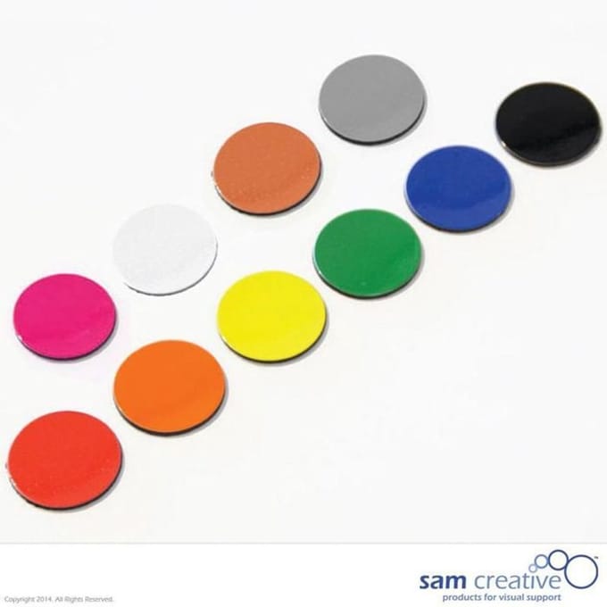 Sam Creative whiteboard magneten - Magnetisch Symbool - Cirkel 3 cm - Rood - 25 stuks - Whiteboard