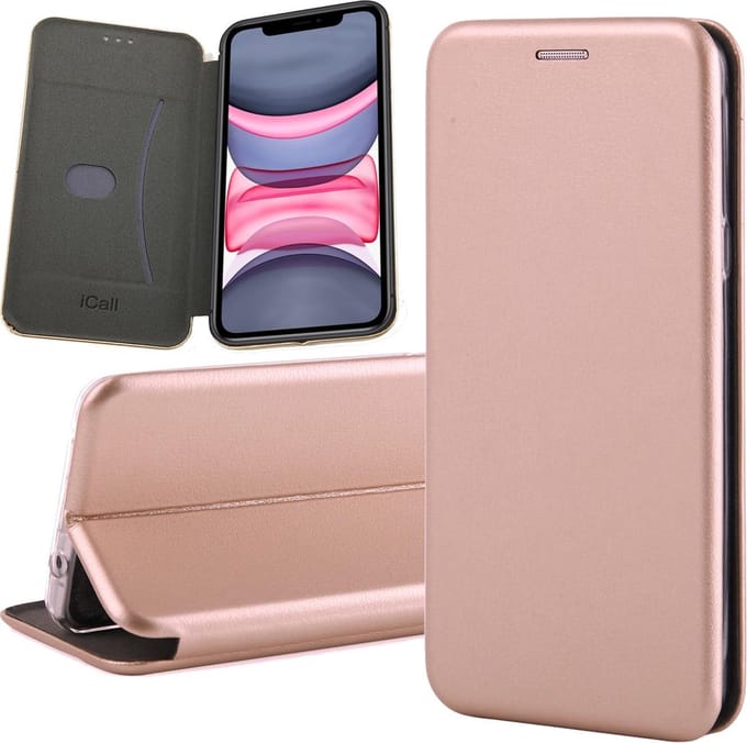 Hoesje geschikt voor iPhone 11 - book case cover Kunstleer wallet roségoud