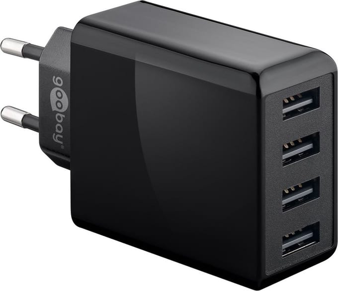 Goobay USB thuislader met 4 poorten - Smart IC - 6A / zwart