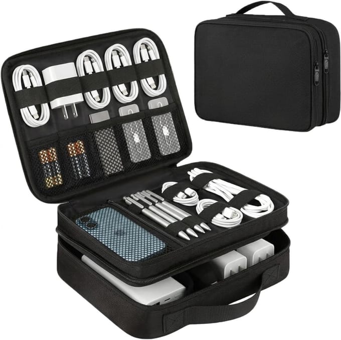 REN® Kabel Organiser Tas - Organizer Tas - Zwart- 27cm x 20cm x 9cm