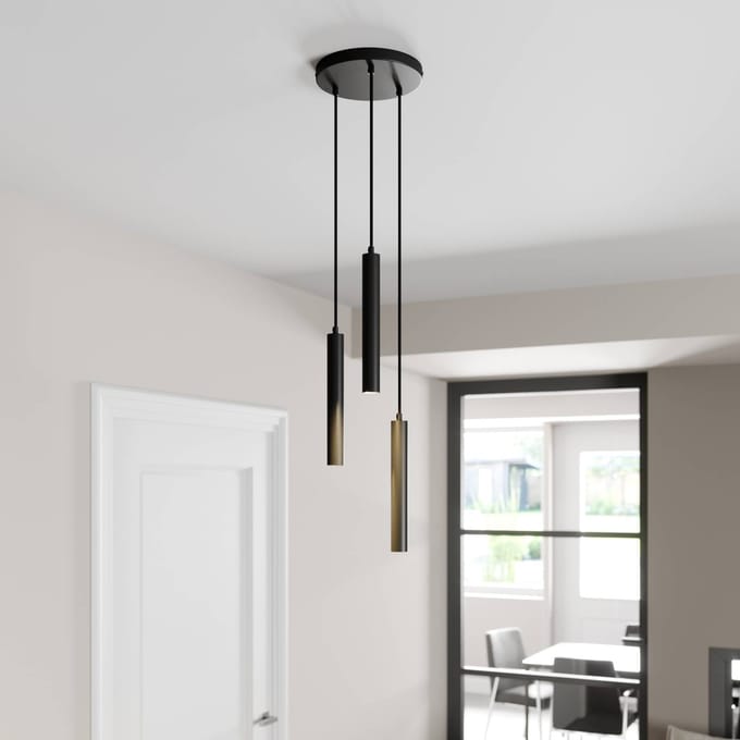 Arcchio LED hanglamp Franka, 3-lamps, Ø 24 cm, zwart