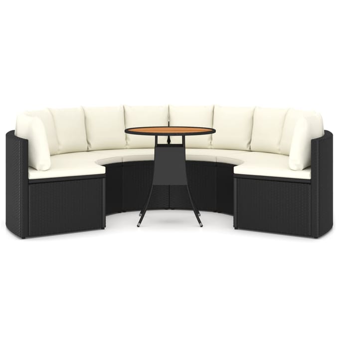 vidaXL - 7-delige - Loungeset - met - kussens - poly - rattan - zwart