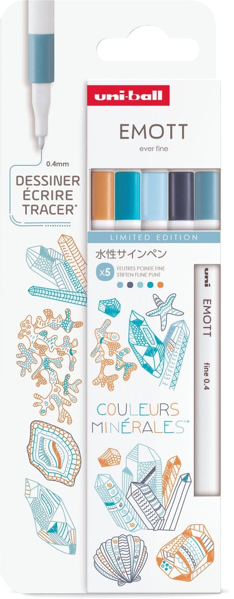 Uni Emott Fineliner Set 5 Pieces Pastel Kawaii