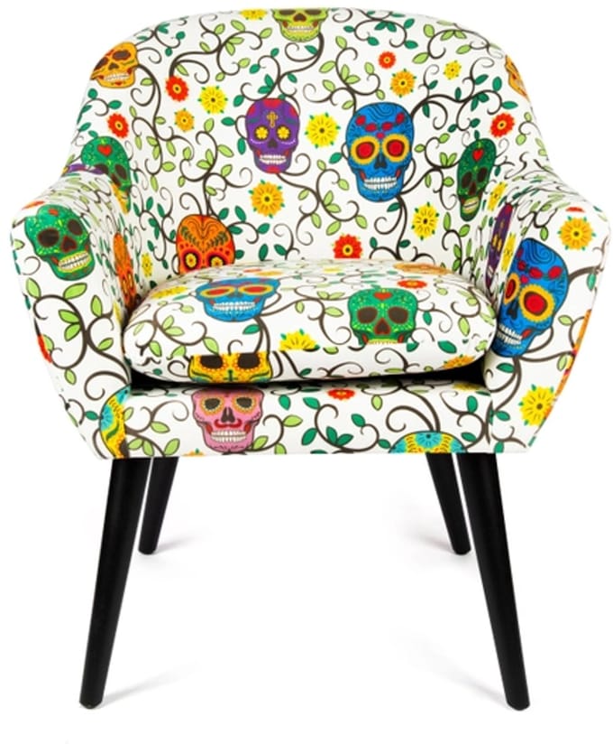 Excelsa Italiaans Design Calavera Fauteuil – Kleurrijk Statement met Karakter 70 x 83 cm