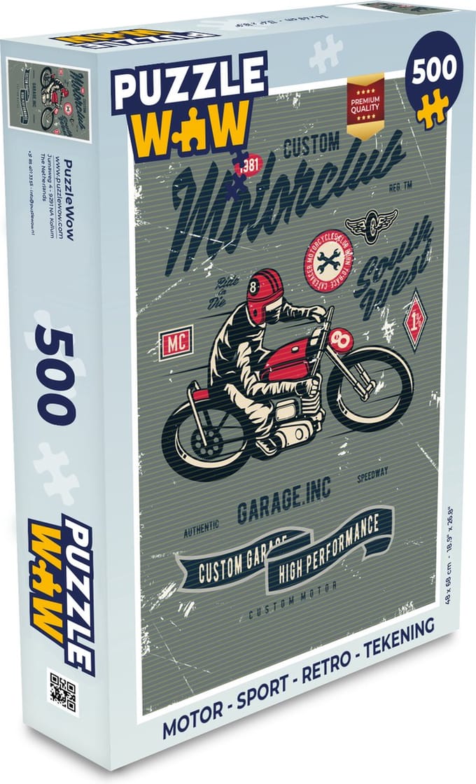 Puzzel Motor - Sport - Retro - Tekening - Legpuzzel - Puzzel 500 stukjes