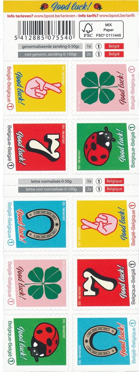 Bpost - 10 postzegels tarief 1 - Verzending België - Good luck