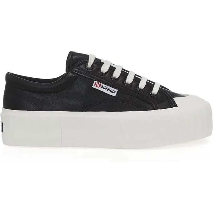 Superga 631 Stripe Platform Vegan Leather Zwart Dames Maat 40