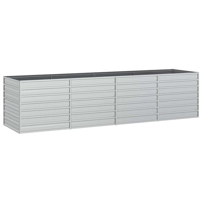 vidaXL - Plantenbak - verhoogd - 320x80x77 - cm - gegalvaniseerd - staal - zilver