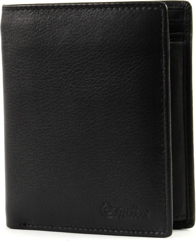 Esquire Leren Portemonnee RFID Small Billfold Wallet Black Zwart
