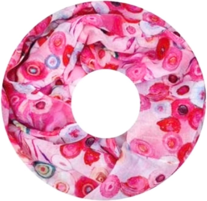 Dunne Colsjaal - Print - Roze/Ecru - 80 x 50 cm (20262#)