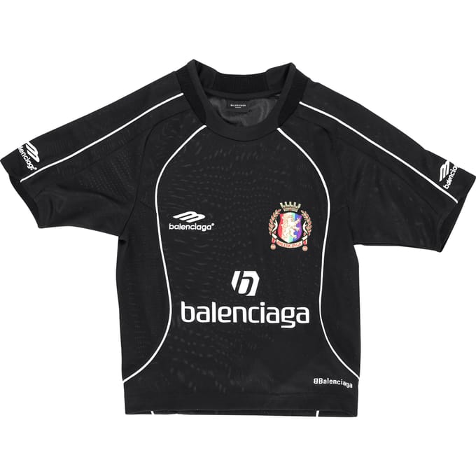 Balenciaga Lion Crest voetbalshirt T-shirt in zwart polyester