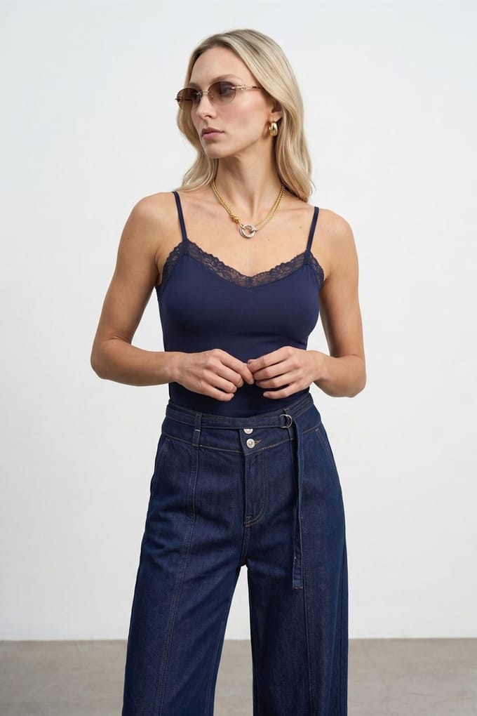 Slim Fit Mouwloze V-hals Camisole Blouse