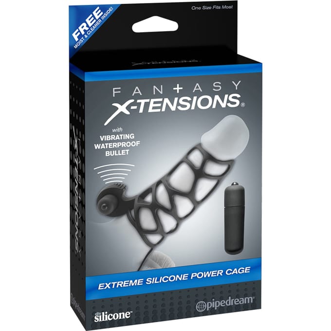 Fantasy X-tensions Vibrerende zwarte peniskooi - zwart