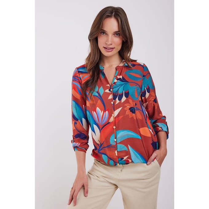 DIDI Dames Blouse Nilly Brown Ginger print maat 40