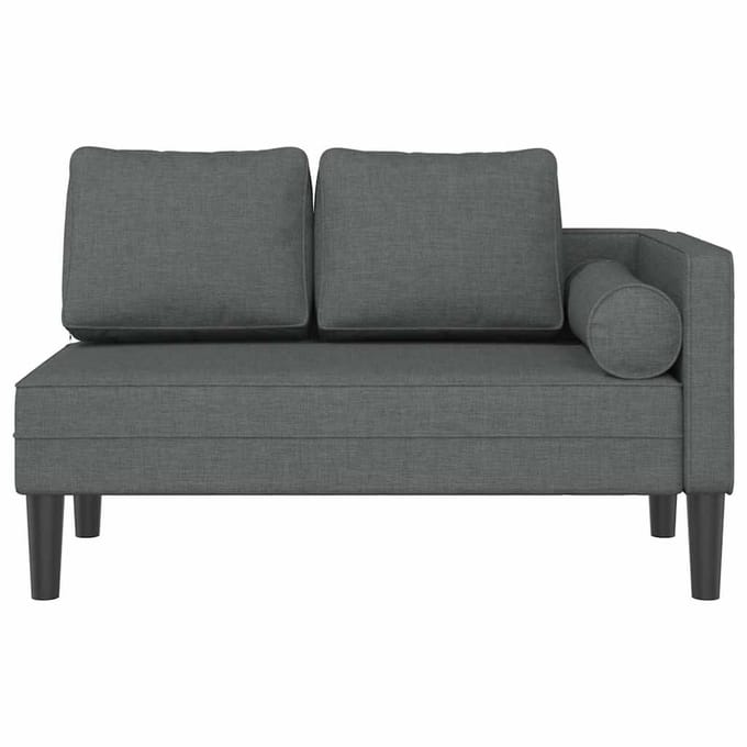 vidaXL - Chaise - longue - met - kussens - stof - donkergrijs
