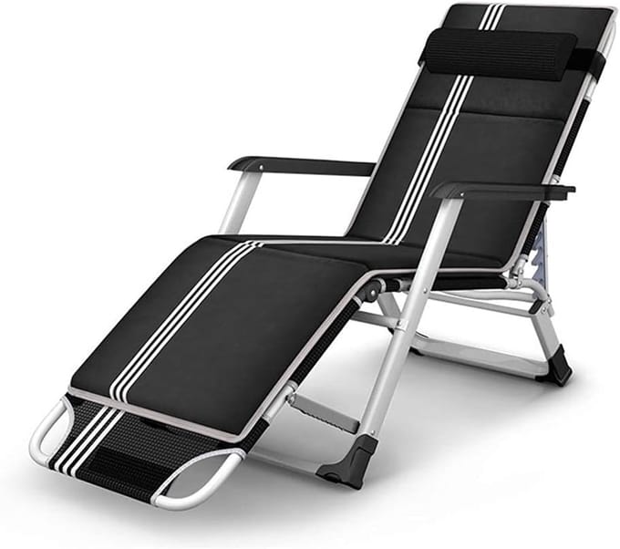 Opvouwbare ligstoel - Zonnebed Tuinstoel - Ontspannen Buiten - Zero Gravity Comfort - Extra Breed 65cm - Gestreept